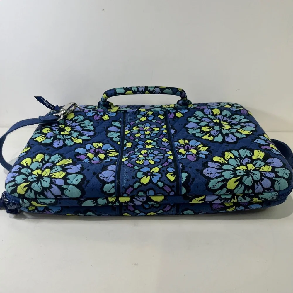 Vera Bradley Indigo Pop hard shell laptop messenger bag Quilted Work Travel